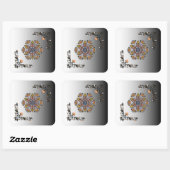 Sticker Carré Mandala Bloom Clair & Obscur (Feuille)