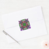 Sticker Carré Mandala Colorée libellule et fleur (Enveloppe)
