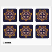 Sticker Carré Mandala de croix fractale (Feuille)