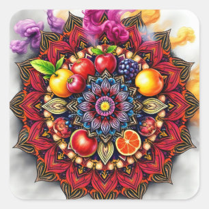 Sticker Carré Mandala de fruits