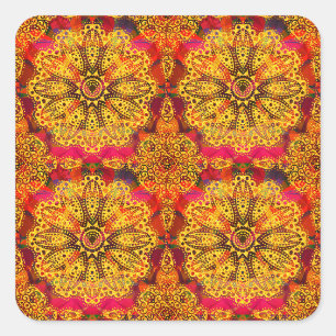 Sticker Carré Mandala doré abstrait