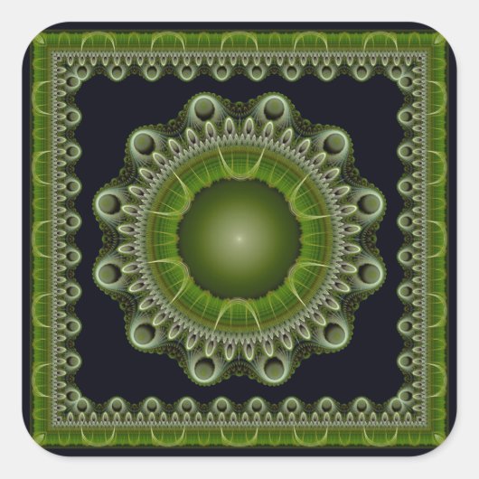 Sticker Carré Mandala fractal coloré (Devant)
