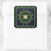 Sticker Carré Mandala fractale harmonique verte (Sac)
