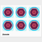 Sticker Carré Mandala harmonique bleu fractal (Feuille)