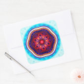 Sticker Carré Mandala harmonique bleu fractal (Enveloppe)