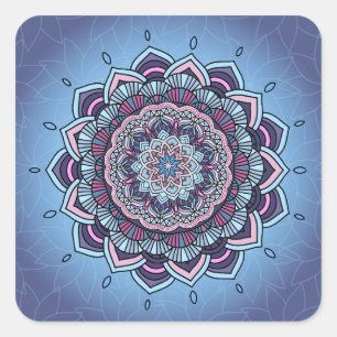 Sticker Carré Mandala ID361 bleu profond