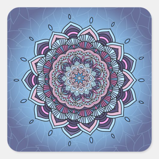 Sticker Carré Mandala ID361 bleu profond (Devant)