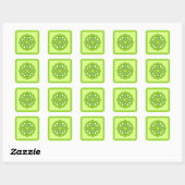 Sticker Carré Mandala motif dans les tons vert citron (Feuille)