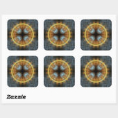 Sticker Carré Mandala motif fractal fée ornate (Feuille)