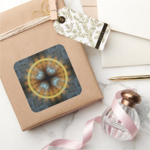 Sticker Carré Mandala motif fractal fée ornate