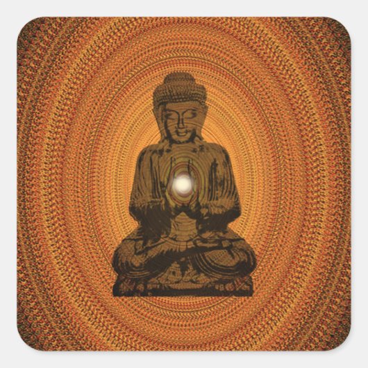 Sticker Carré mandala orange pour Bouddha (Devant)