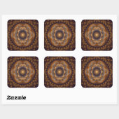 Sticker Carré Mandala rouge orné (Feuille)
