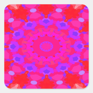 Sticker Carré Mandala violet, rose et orange