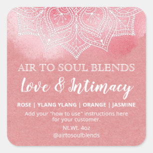Sticker Carré Mandala White Pink Amour & Intimacy Blend Étiquett