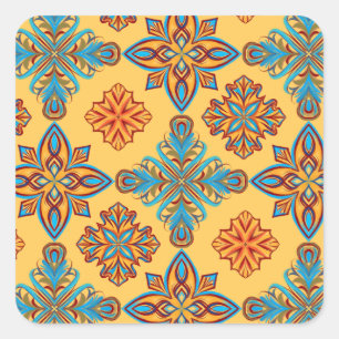 Sticker Carré Mandalas en jaune ambre