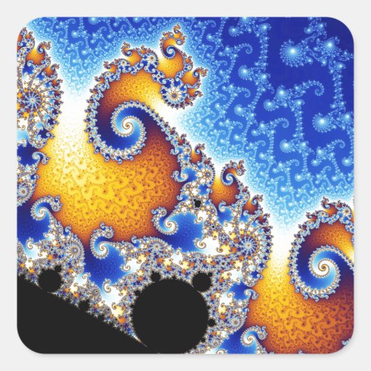 Sticker Carré Mandelbrot Set Satellite Double Spirale Fractale (Devant)