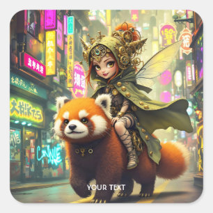 Sticker Carré Manège Fantastique Panda Sauvage Mignon