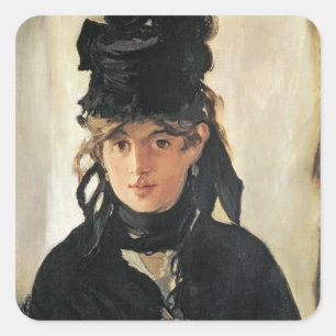 Sticker Carré Manet   Berthe Morisot avec un bouquet des