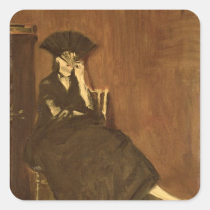Sticker Carré Manet Berthe Morisot avec une fan, 1872