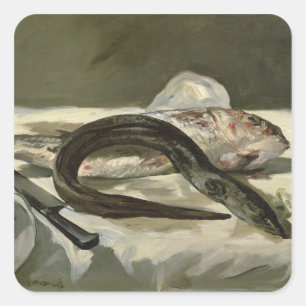 Sticker Carré Manet   Eel et Red Mullet, 1864