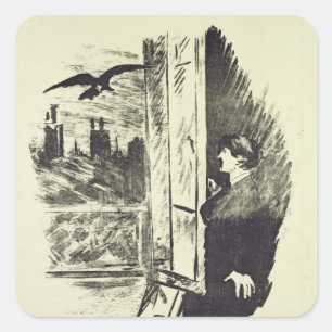 Sticker Carré Manet   Illustration pour 'The Raven'