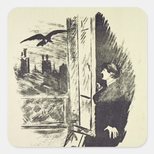 Sticker Carré Manet | Illustration pour 'The Raven' (Devant)