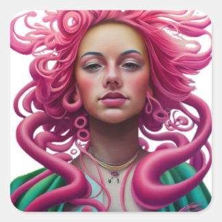 Sticker Carré Manga Visage Portrait Pop Art Et Psyché