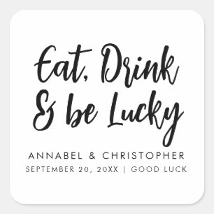 Sticker Carré manger boire jetons de casino chanceux Billet de l