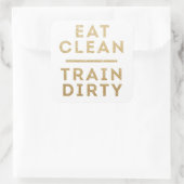 Sticker Carré Manger Clean Train Dirty Gold Parties scintillant (Sac)