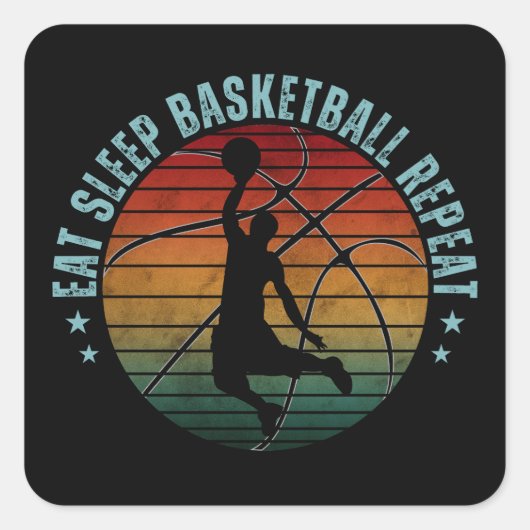 STICKER CARRÉ MANGER DORMIR BASKETBALL RÉPÉTER (Devant)