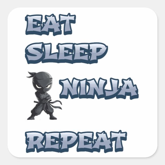 Sticker Carré Manger, Dormir, Ninja, Répéter (Devant)