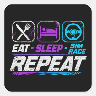 Sticker Carré Manger dormir sim course répéter pour les fans de