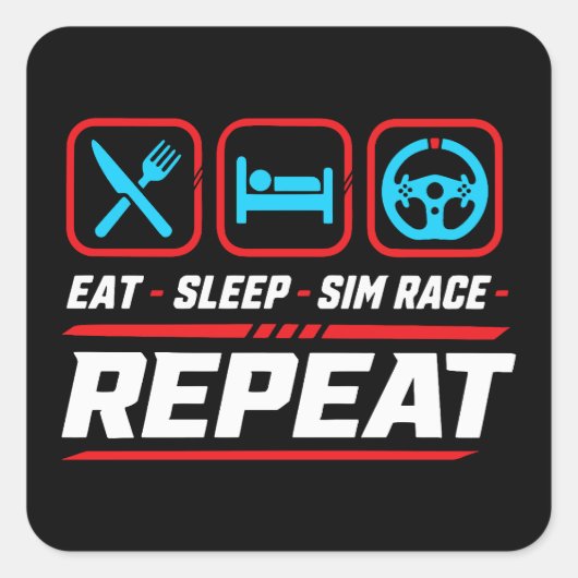 Sticker Carré Manger dormir sim course répéter pour les fans de (Devant)