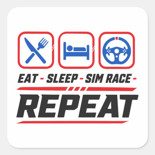 Sticker Carré Manger dormir sim course répéter pour les fans de (Devant)
