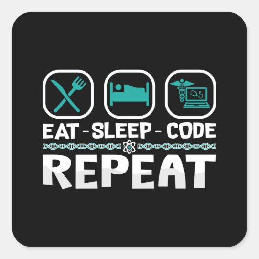 Sticker Carré Manger le code de veille Répéter le code de code I (Devant)