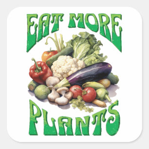 Sticker Carré Manger plus Plante Végétarien