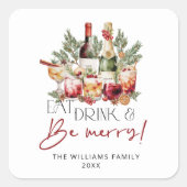 Sticker Carré Mangez Boire et Soyez Joyeux Noël (Devant)