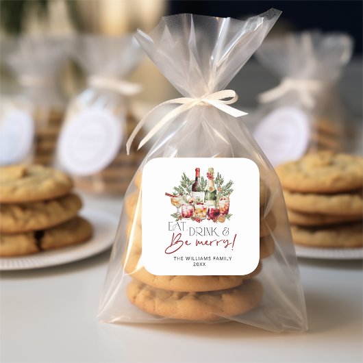 Sticker Carré Mangez Boire et Soyez Joyeux Noël