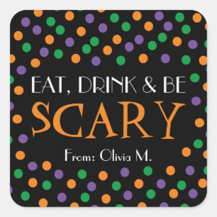 Sticker Carré Mangez Boire & Soyez Effrayant Halloween Candy Tri