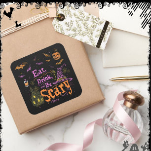 Sticker Carré Mangez, Buvez, et Soyez Effrayant ExDesigner H
