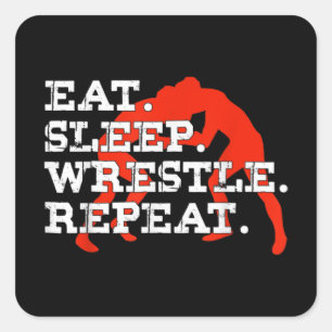 Sticker Carré Mangez la lutte du sommeil Répétez la lutte amus