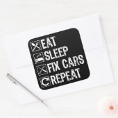 Sticker Carré Mangez le sommeil Fixer les voitures Répéter Funny (Enveloppe)