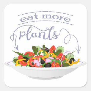 Sticker Carré Mangez plus de plantes frais motivation salade let