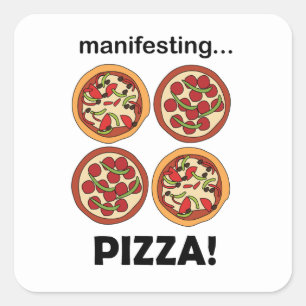 Sticker Carré Manifestation de pizza au pepperoni