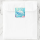 Sticker Carré Manta Ray souriant dans Coral Paradise (Sac)