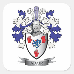 Sticker Carré Manteau de crête de famille d'Adair des bras