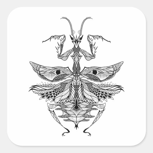 Sticker Carré Mantis de prière inspirés (Devant)
