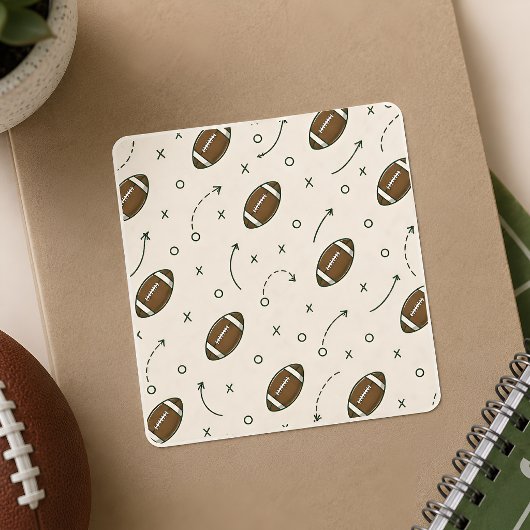 Sticker Carré Manuel de jeu de football américain Pattern