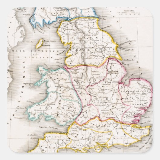 Sticker Carré Map of England Britannia Antiqua (Devant)