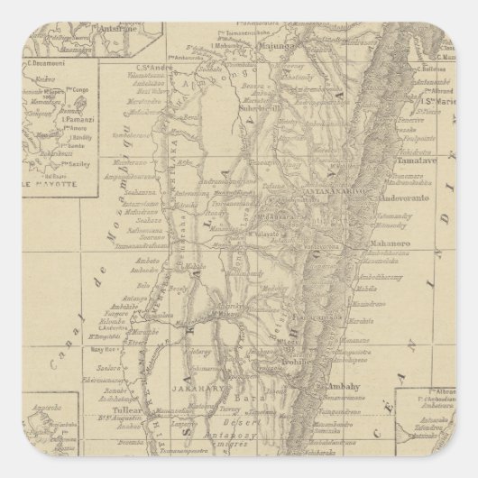Sticker Carré Map of Madagascar (Devant)